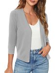 Urban CoCo Women's 3/4 Sleeve Shrugs Open Front Cropped Sweater Cardigan (Llight Gray,XL)