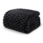 Exclusivo Mezcla Queen Size Flannel Fleece Blanket, 230x230 CM Stylish Jacquard Velvet Plush Blanket for Bed, Cozy, Warm, Lightweight and Decorative Black Blanket