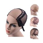 4X4 Inch U Part Swiss Lace Wig Cap for Making Wigs with Adjustable Straps on the Back Glueless Hairnets (Black M)