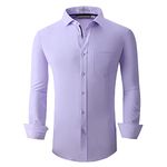 ALEX VANDO Mens Button Down Shirt Regular Fit Long Sleeve Casual Dress Shirts for Men,Purple,XL