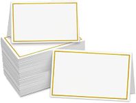 100 Pack Place Cards with Gold Foil Border, Small Tent Cards, Wedding Place Cards for Wedding, Seating Cards, Perfect for Weddings, Banquets, Events,Table Cards