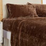 NY Loft Ultra Soft Micro Fleece Sheets Set with Extra Deep Pockets | Extra Soft Velvet Fleece Sheet Set | Super Plush Polar Fleece | Velvet Plush Cozy Warmth | Full - Walnut Brown