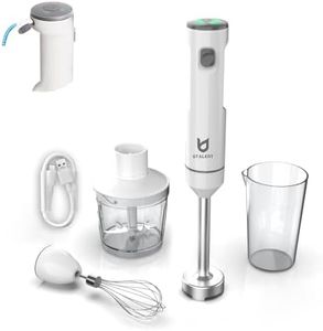 Cordless Hand Blender, UTALENT Variable Speed Immersion Blender Rechargeable, with 500ml Chopper, 600ml container, Egg Whisk, for Smoothies, Baby Food and Soups – White