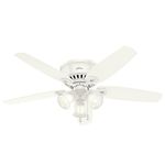 SUPOOBE Hunter Fan Company Indoor 53326 52 Inch Builder Low Profile Ceiling Fan with Light, Snow White Finish