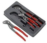 KNIPEX Cobra Set Water Pump Pliers Set, 3 Parts, 150 to 300 mm, Self-Locking Effect, Tool Set, Pipe Wrench Set, 00 20 09 V02