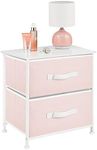 mDesign Small Storage Dresser End/Side Table Night Stand with 2 Removable Fabric Drawers - Organizer for Bedroom, Living Room, Closet - Hold Clothes, Linens, Accessories, Jane Collection, Pink/White