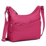 Hudson & James Designer Genuine Leather Women Ladies Travel Satchel Everyday Crossover Cross body Work iPad Shoulder Handbag Bag (Pink)