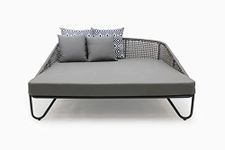 DEVOKO Metal Outdoor Pool Side, Garden, Balcony, Porch, Backyard, Terrace, Patio, Beach, Round 2 Seater Sofa Rope Unique Design Daybed Furniture Set (Grey)