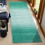 Wonnitar Modern Ombre Kitchen Rug Runner 2x6 ft, Green Non-Slip Laundry Room Runner Rug, Washable Abstract Bathroom Carpet Runner Low Pile Floor Carpet for Bedroom Doorway Entryway (Teal,2'x6')