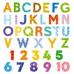 DECOWALL BA-4003 My First Alphabet and number Wall Stickers Decals Peel and Stick Removable for Nursery Bedroom Living Room art murals decor repositionable bathroom baby playroom abc