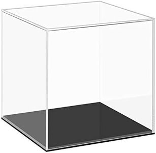 CRUODA Clear Acrylic Display Case with Black Base, Countertop Box Cube Organizer Stand Riser Dustproof Protection Showcase for Action Figures Toys Collectibles (6x6x6 Inch)