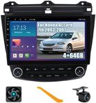 4+64GB Android 13 Car Stereo for Honda Accord 7th 2003-2007, 10.1 inch Touch Screen Radio with Carplay Android Auto GPS Navigation WiFi FM RDS Backup Camera