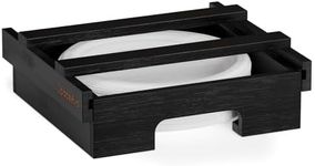 SpaceAid 9-inch Paper Plate Dispenser, Under Cabinet Bamboo Plates Holder, Kitchen Counter Vertical Plate Dipensers Holders Countertop Caddy (for 9 inches Plates, Black)