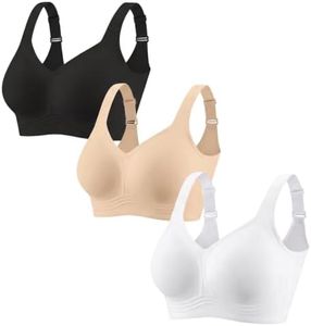 PoseFree Jelly Bras for Women No Underwire Comfort Supportive N+BLK+WTE L