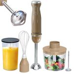 The Better Home Fumato1000W 4-in-1 Hand Blender with Chopper, Whisk, Frother & Jar | Stainless Steel | Low Noise | Push Button | Multipurpose Blade | ISI Approved | Taupe | 1-Year Warranty