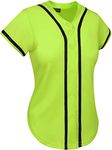 Hat and Beyond Womens Baseball Button Down Tee Short Sleeve Softball Jersey Active Shirts Made in USA, 3up01 Lime Green/ Black, Small