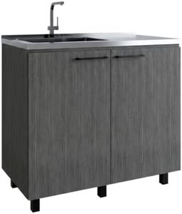 BosomHug 36 Inch Bathroom Vanity with Sink, Modern Utility Sink Cabinet in Gray Oak, Wall Mounted Storage Cabinet for Small Bathr