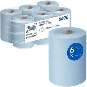 Scott Rotoli di asciugamani Scott Essential Slimroll 6696 - Asciugamani in carta blu - 6 rotoli di carta da 190 m (totale 1.140 m)