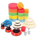 Drill Polishing Pads, 29 pcs Car Polishing Sponge and Pad Set, Wool Polishing Buffing Pad Kit with 2 x M14 Drill Adapters for Buffer/Drill Car Sanding, Polishing, Waxing, Sealing Glaze