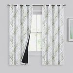 FMFUNCTEX 100% Blackout Curtains for Bedroom, Green on White Curtains 63 Inches Long for Living Room, Tree Branch Pattern Print Curtain Panels Thermal Insulated Drapes Grommet Window Curtains 2 Panels