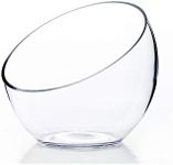 WGV Clear Slant Cut Bowl Glass Vase, Glass Terrarium, Candy Dish, Floral Glassware, Slant Open: 7". Height: 6" x 2.7". Base: 4" (1 Piece)