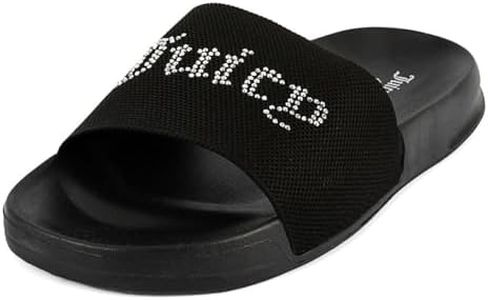 Juicy Couture Women's Slide Sandals – Comfortable Slip-On Footbed for Casual Wear, and Pool Size 7 Black