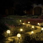 GIGAWATTS GW-500-WW Solar Ground String Lights with Panel 1200 mAh Ni-MH Battery 8 Modes Garden Decor Lamps for Sidewalk Deck Driveway Lawn Pathway (Pack of 1, RGB)