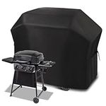 Funshot Barbecue Cover with Velcro, Large BBQ Grill Cover Waterproof 132x66x109 CM,420D Heavy Duty Outdoor Barbecue Gas Grill Cover, Windproof, UV Resistant & Rip-Proof/Black,F1BBC028