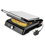 Venga! 2-in-1 Panini Grill and Table Grill, 180° Opening, 2200 W, Stainless Steel/Black, VG COG 3003 BS