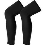 chancy Leg Sleeves Unisex Non-Slip UV Protection thigh Leg sleeves with mild Compression Full Length Calf Sleeves for Pain Relief & Recovery and Cycling Running and Sports (1 pair) (BLACK LEG SLEEVE)