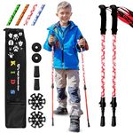 Kid's Hiking Poles – Adjustable Telescopic Trekking Poles for Children – Includes: 2 Walking Sticks, Carrier Bag and Accessories All Designed for Boys and Girls (Red)