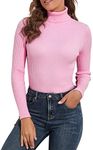PrettyGuide Women's Ribbed Turtleneck Long Sleeve Sweater Pink M