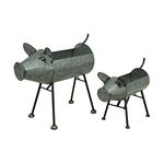 Metal Planters Galvanized Metal Set Of 2 Indoor/Outdoor Pig Planter Sculptures 20.5 X 20 X 10.5 Inches Silver