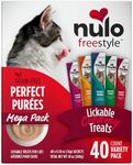 Nulo Freestyle Grain-Free Perfect Purees Premium Wet Cat Treats, Squeezable Meal Topper for Felines, High Moisture Content to Support Cat Hydration, 0.5 Ounce, 40-Count Variety Pack