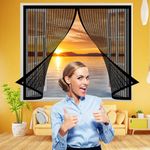 Magnetic Screen Window 112 x 176 cm(44 x 69inch), Magnetic Door Curtains Fly Screen, Easy to Install for Air Conditioning Room/Kitchen Window, Black