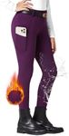 FitsT4 Sports Girls Fleece Horse Riding Pants Kids Winter Equestrian Breeches Schooling Tights with Pockets Purple Small