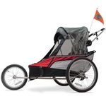 Wike Premium Double Children's Bicycle Trailer - includes Stroller Jogger Kits - accommodates up to 2 children 52in tall/100lbs, includes safety seat padding, 2 bike hitches, rear reflectors & screens