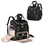 Prokva Large Makeup Backpack with 3 Clear Makeup Bags, Double Layers Professional Makeup Travel Case with Brushes Storage Section for Makeup Artists, Black (Patent Design)