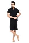 ELEVANTO bathrobe for men||bath robes|| Half Sleeve 1 Pocket | Soft & Lightweight Comfort bath robe (BLACK)