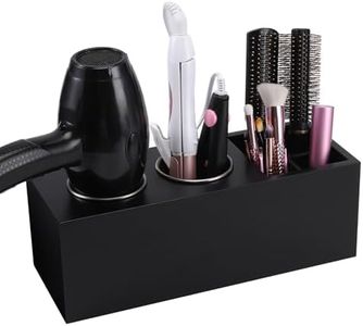 RAIKEDR Hair Dryer Countertop Holder, Hair Tool Organizer Wall Mount, Blow Dryer Holder Cabinet Door Organizer, Bathroom Countertop Blow Dryer Holder and Curling Iron Holder (Cedar Wood, Black)