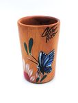 Kal Crafts Wooden Tequila Shot Glass - Handmade, Hand Painted from Costa Rican Rainforest - Best for Souvenir, Decor, Parties and Display with your Shot Glass Collection - Pack of 1 (Butterfly)