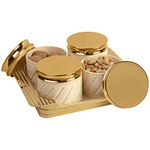 Selvel Unbreakable & Air Tight Dry Fruit Container Tray Set with Lid & Serving Tray, Airtight Container Set 430ml (4 Pieces, Polypropylene) (Elegance Ivory)