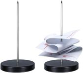 2 Pcs Receipt Holder Spike, 5.5inch Metal Memo Spike, Black Straight Rod Spike with Round Stand, Spindle Spike Stick Receipts Desk Check Bill Fork for Restaurant Office Bar Supermarket