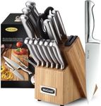 McCook Knife Set Kitchen Steel Knife Block Set w Built-in Sharpener