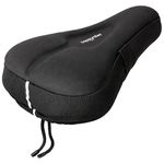 HAPPYMILES Gel Bicycle Seat Cushion Cover – Premium Soft Gel Material | Extra Soft Cushion for Indoor & Outdoor Cycling | Shock Absorbing Saddle Pad for a Smooth, Pain-Free Ride (Black)