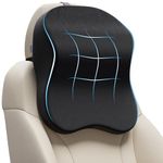 FOVERA Car Neck Rest Pillow (Pack of 2) | 2 Years Warranty | Memory Foam Neck Pillow for Car, Car Seat Head Rest Cushion for Neck & Cervical Support - Relieves Neck Pain (Large, Black)