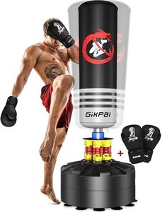 GIKPAL Punching Bag, Heavy Boxing Bag with Stand for Adult, Kickboxing Bag for Muay Thai Material Arts Training (with golves)