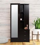 CASPIAN Furniture Wardrobe With Dressing Attached For Bedroom || Almirah || Cupboard With Mirror || Dressing Table (Rainforest Dark), Black