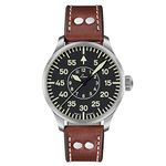 Laco 1925 Men's Automatic Watch with Black Dial Analogue Display and Brown Leather Strap 861690