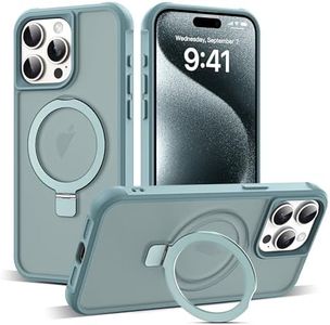 SKYLMW Compatible with iPhone 15 Pro Max Case with Invisible Magnetic O-Ring Stand Military-Grade Translucent Case for iPhone 15 ProMax 6.7" [Compatible with MagSafe][Great Grip Feeling], Blue